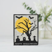 Carte d'Halloween Éffrayant Arbre et Tombstone BUD (Debout devant)