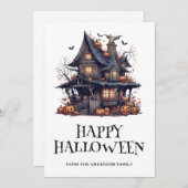 Carte d'Halloween Éffrayante aquarelle (Devant / Derrière)
