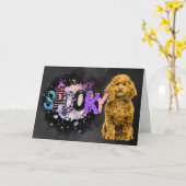 Carte d'Halloween épouvantable de Caniche Effrayan (Fleur jaune)