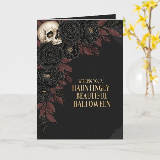 Carte d'Halloween étrangement belle (Fleur jaune)