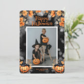 Carte d'Halloween Floral Citrouilles (Debout devant)