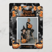 Carte d'Halloween Floral Citrouilles (Devant / Derrière)