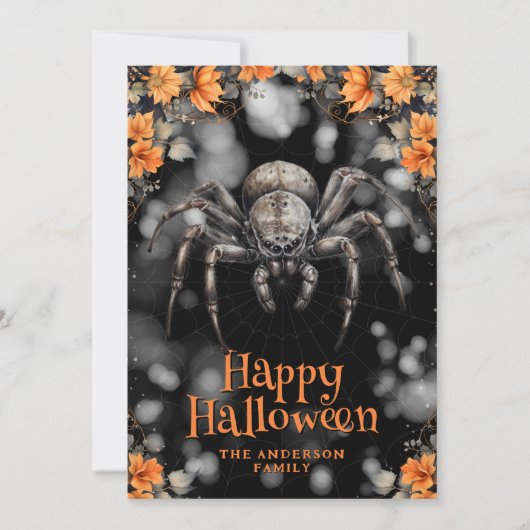 Carte d'Halloween florale Spider Cobweb (Devant)