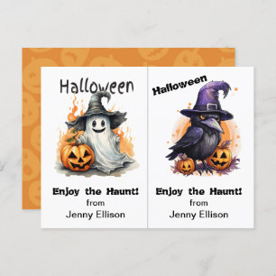 Carte d'Halloween Ghost and Crow School Party