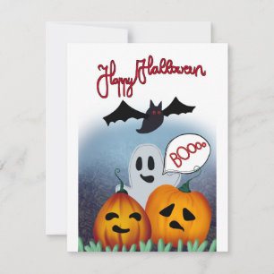 Carte d'Halloween Ghost Boo citrouille
