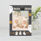 Carte D'Halloween Ghost Et Chat Noir (Debout devant)