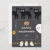 Carte D'Halloween Ghost Et Chat Noir (Dos)