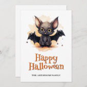 Carte d'Halloween Ghosts Citrouille Bat (Devant / Derrière)