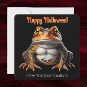 Carte d'Halloween gothique orange et noir crapaud