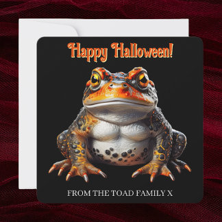 Carte d'Halloween gothique orange et noir crapaud