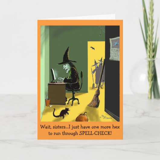 Carte d'Halloween Green Weenii "Spell Check" (Devant)