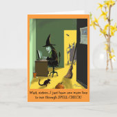 Carte d'Halloween Green Weenii "Spell Check" (Fleur jaune)