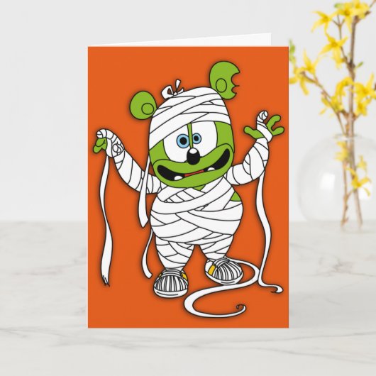 Carte d'Halloween Gummibär Mummy (Fleur jaune)