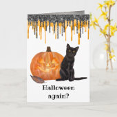 Carte d'Halloween Jack de chat noir (Fleur jaune)