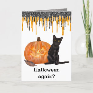 Carte d'Halloween Jack de chat noir