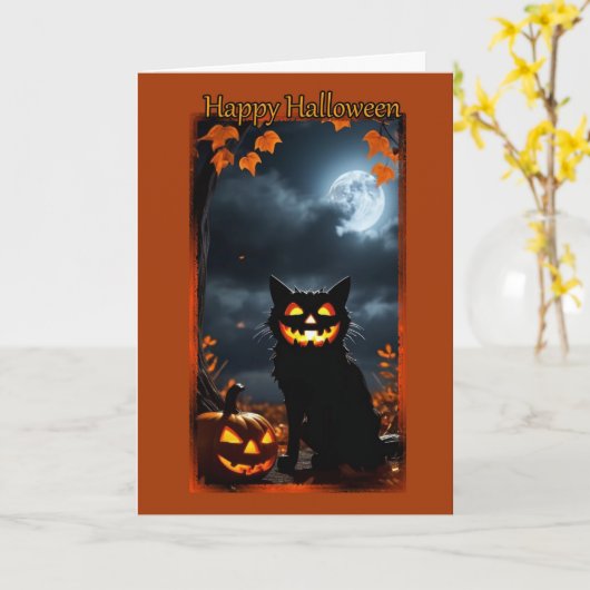 Carte d'Halloween Jack-O-Lantern (Fleur jaune)