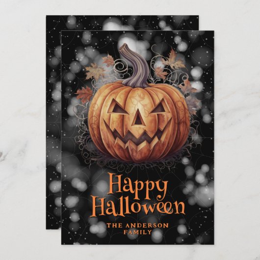 Carte d'Halloween Jack O'Lantern Éffrayant (Devant / Derrière)