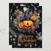 Carte d'Halloween Jack O'Lantern Floral (Devant / Derrière)
