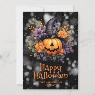 Carte d'Halloween Jack O'Lantern Floral