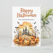 Carte d'Halloween Jack O'Lanterns Bats Ghosts (Debout devant)