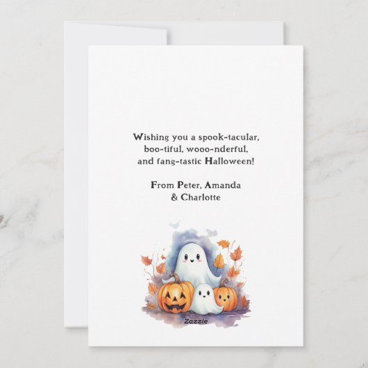 Carte d'Halloween Jack O'Lanterns Bats Ghosts (Dos)