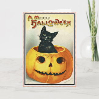 Carte d'Halloween Little Black et Jack O' Lantern