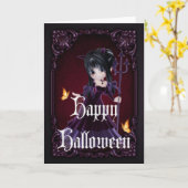 Carte d'Halloween Little Devil 5 gothique (Fleur jaune)