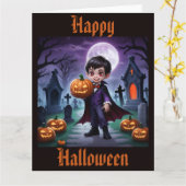 Carte d'Halloween Little Vampire (Fleur jaune)
