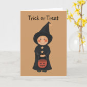 Carte d'Halloween Little Witch (Fleur jaune)