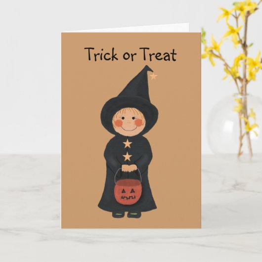 Carte d'Halloween Little Witch (Fleur jaune)