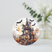 Carte d'Halloween Maison de Citrouilles mignonne e (Debout devant)