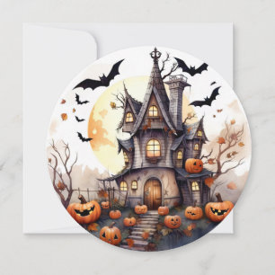 Carte d'Halloween Maison de Citrouilles mignonne e