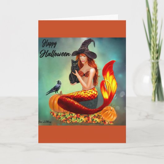Carte d'Halloween Mermaid avec tenue colorée (Devant)