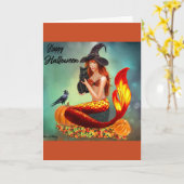 Carte d'Halloween Mermaid avec tenue colorée (Fleur jaune)
