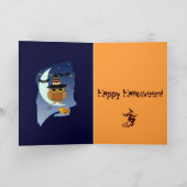 Carte d'Halloween mignonne avec Chouette, chauves- (Intérieur)