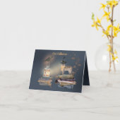 Carte d'Halloween mystique du chat (Fleur jaune)