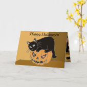 Carte d'Halloween pour chat et Citrouille (Fleur jaune)