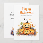 Carte d'Halloween pour enfants Citrouille (Devant / Derrière)