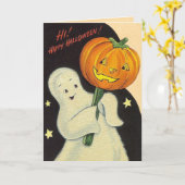 Carte d'Halloween pour enfants Vintage (Fleur jaune)