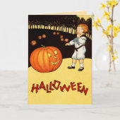 Carte d'Halloween pour enfants vintage (Fleur jaune)