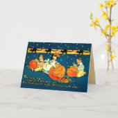 Carte d'Halloween pour enfants vintage (Fleur jaune)