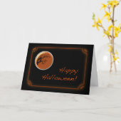 Carte d'Halloween pour la chouette orange noire et (Fleur jaune)