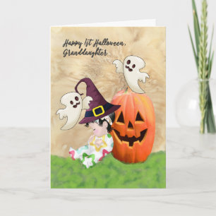 Carte d'Halloween pour petite-fille avec bébé, Fan