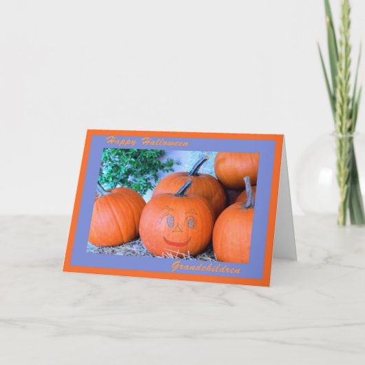Carte d'Halloween pour petits-enfants, Citrouille (Devant)