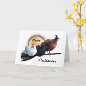 Carte d'Halloween pour poulets sorciers (Fleur jaune)