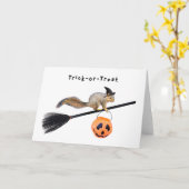 Carte d'Halloween pour sorcière d'écureuil (Fleur jaune)