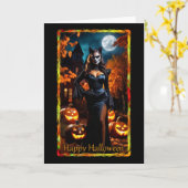 Carte d'Halloween Prowling Kitty (Fleur jaune)
