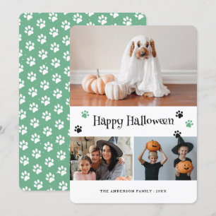Carte d'Halloween Retro Green Empreinte de patte P