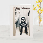 Carte d'Halloween Skeleton Pit Stop (Fleur jaune)