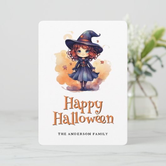 Carte d'Halloween sorcière (Debout devant)